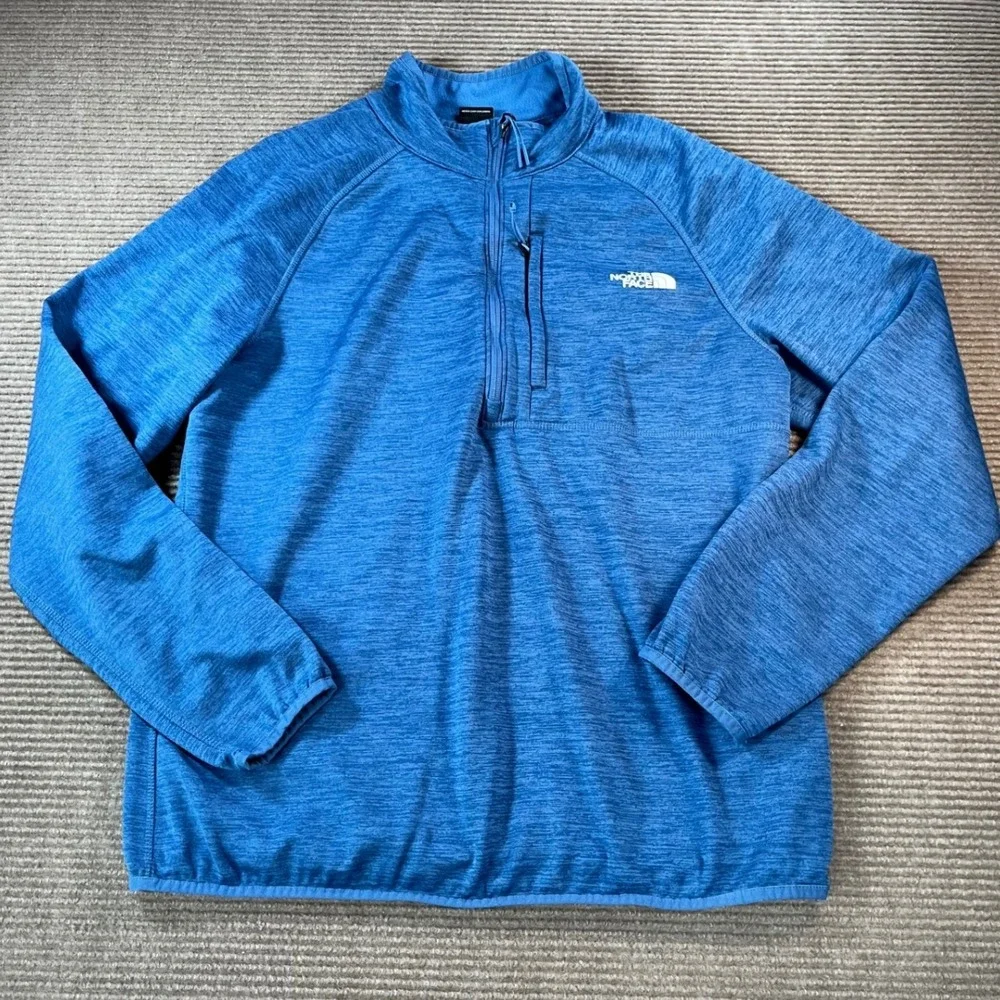 The North Face Mens Blue Heathered Quarter Zip Fleece Pullover Size Large